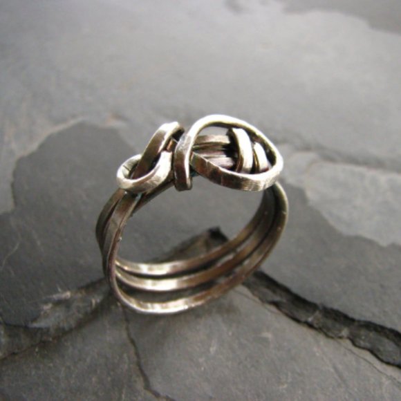 Hand Crafted Jewelry - Sterling Silver Ribbon Ring Abstract Size 8.5 Handmade